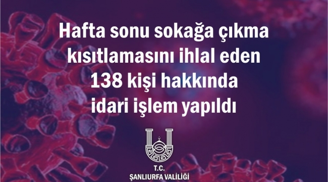 HAFTA SONU KISITLAMALARINDA 138 KİŞİYE İŞLEM YAPILDI!