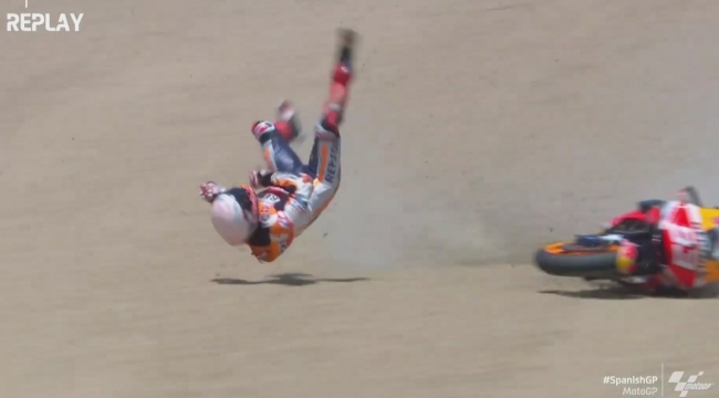 MotoGP'de Marc Marquez'in korkutan kazası!